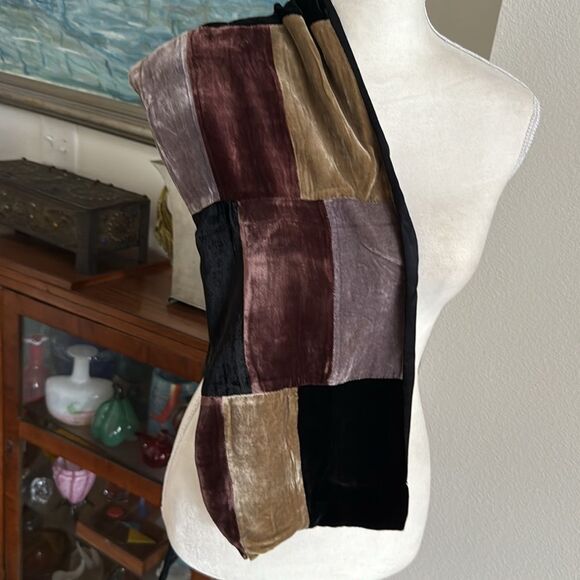 Vintage velvet color block scarf - Picture 3 of 5